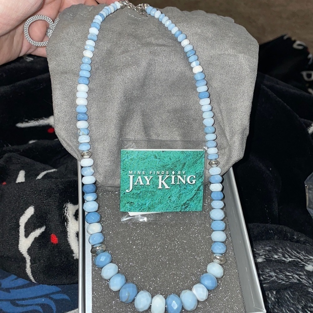 Blue Opal Bead with sterling silver accents Necklace by Jay King - Picture 7 of 13